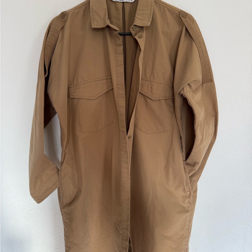 Zara Basic Camel Shirt Jacket - image 2